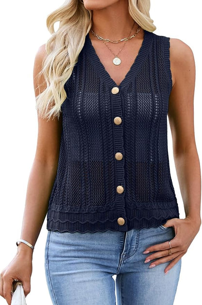 Button-Up Crochet Sweater Vest