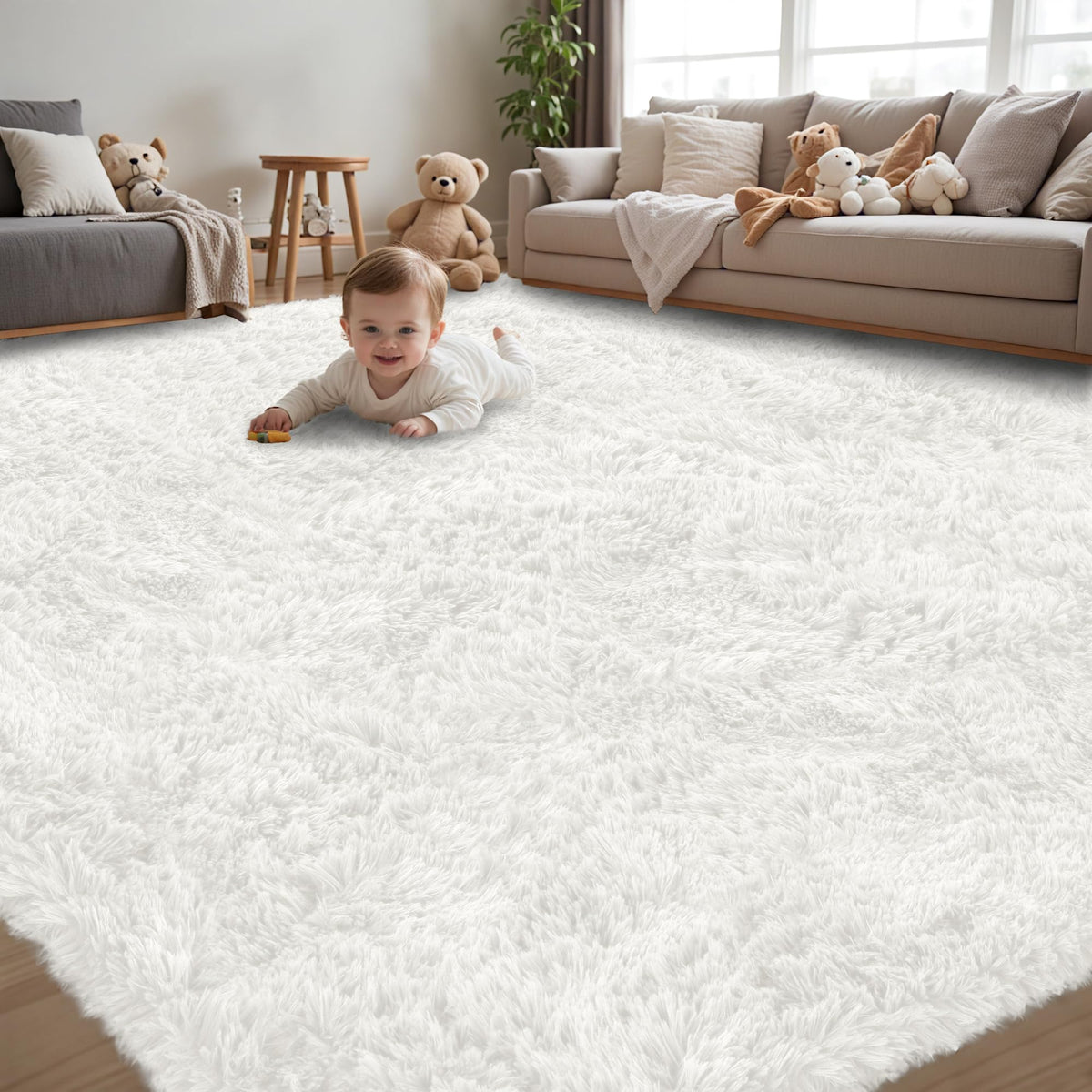 White Fluffy Rug (4x6)