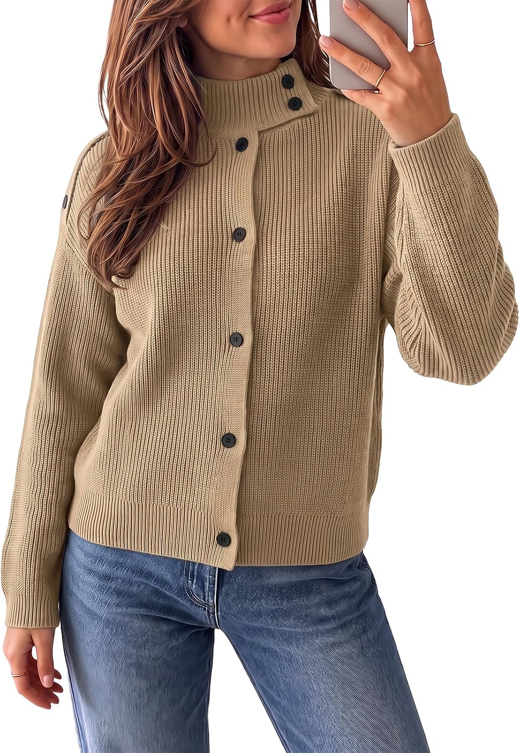 EXLURA Funnel Neck Cardigan
