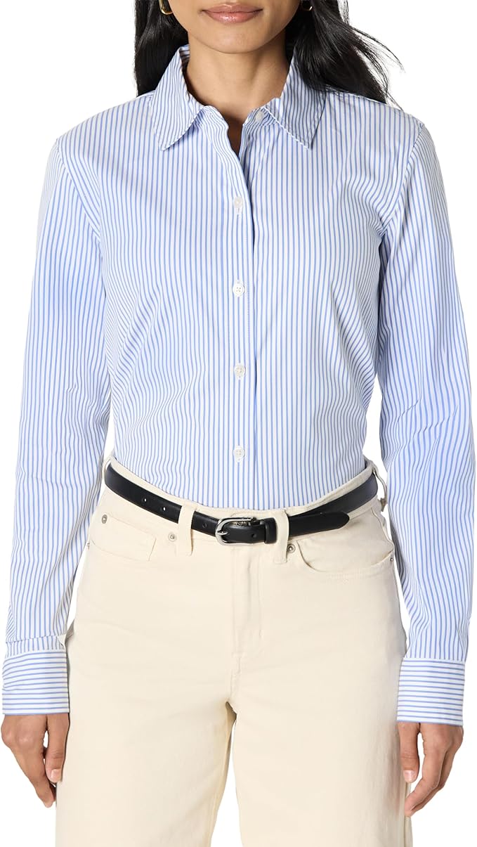 Cotton Blend Pin Stripe Shirt