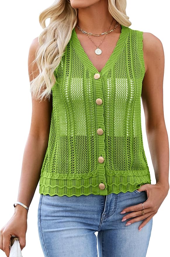 Button-Up Crochet Sweater Vest