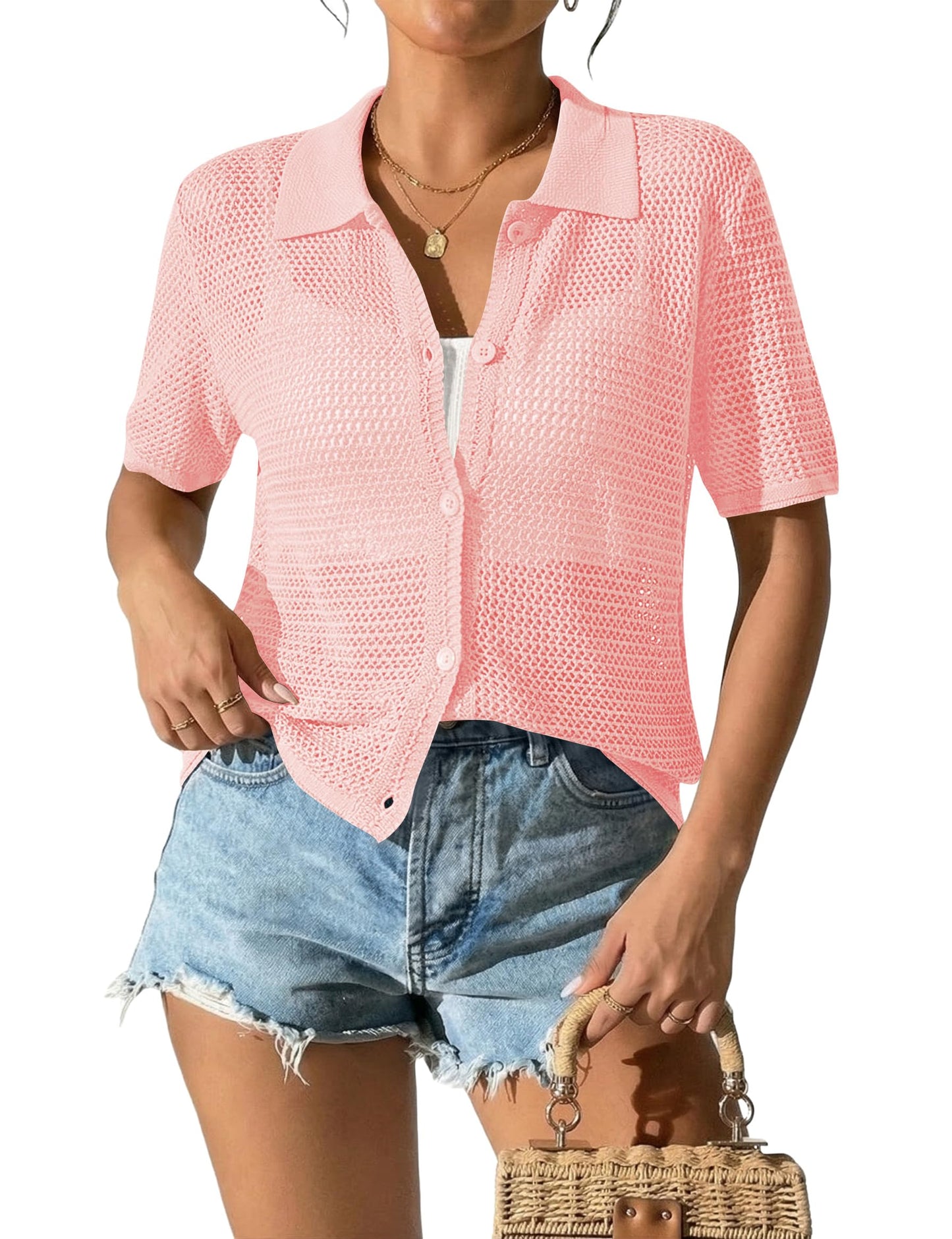 Crochet Short Sleeve Cardigan
