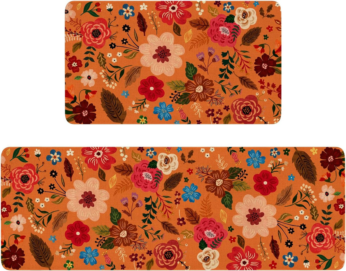 Boho Floral Kitchen Mat Set