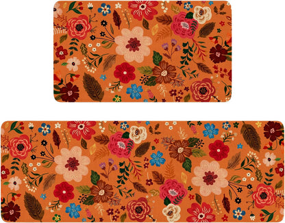 Boho Floral Kitchen Mat Set