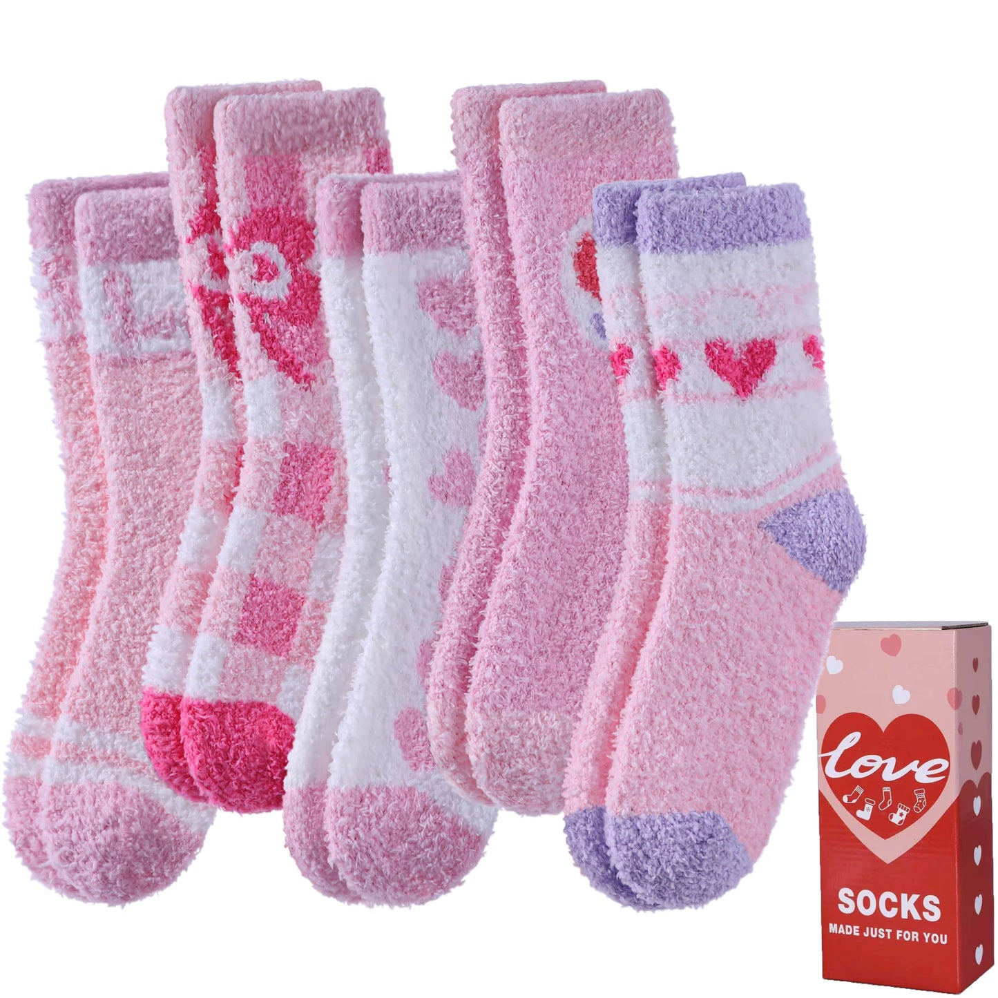 Fuzzy Slipper Socks 5pk