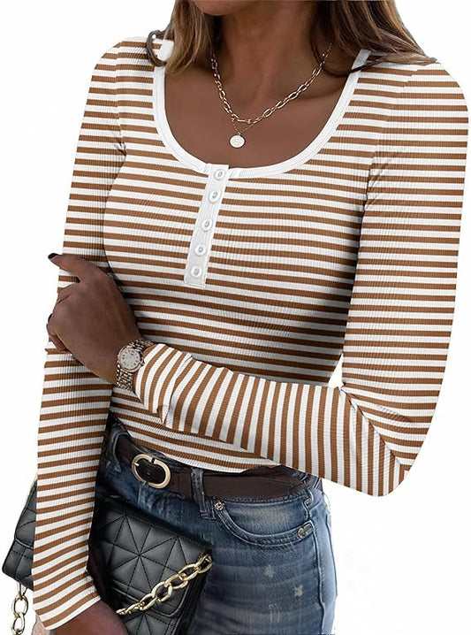 Ribbed Striped Fitted Top