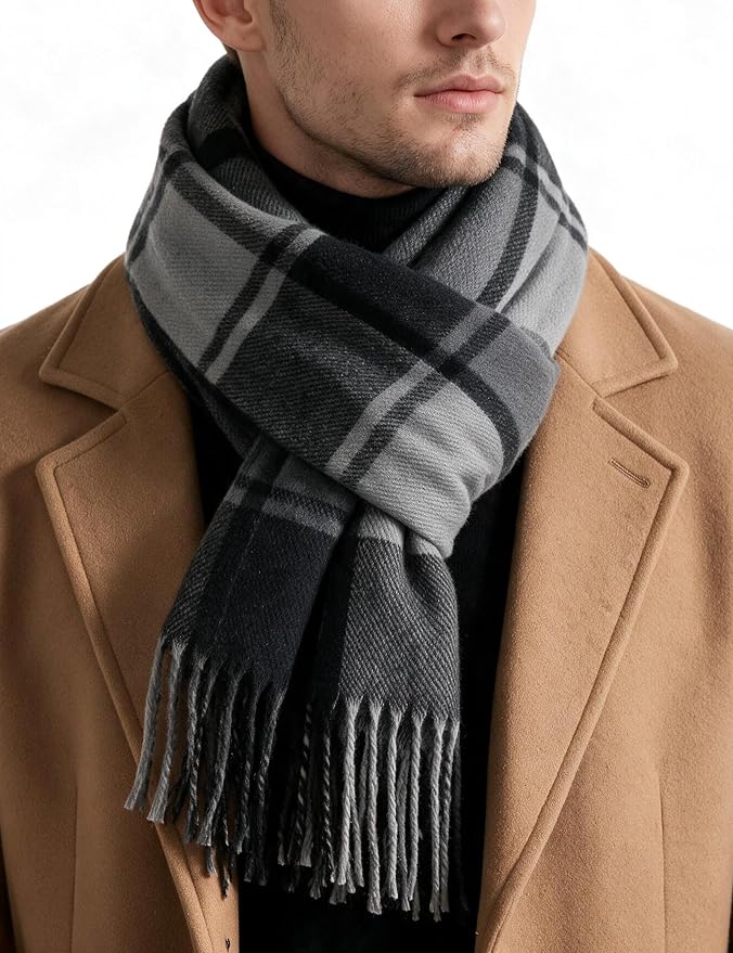 Men's Plaid Knit Scarf