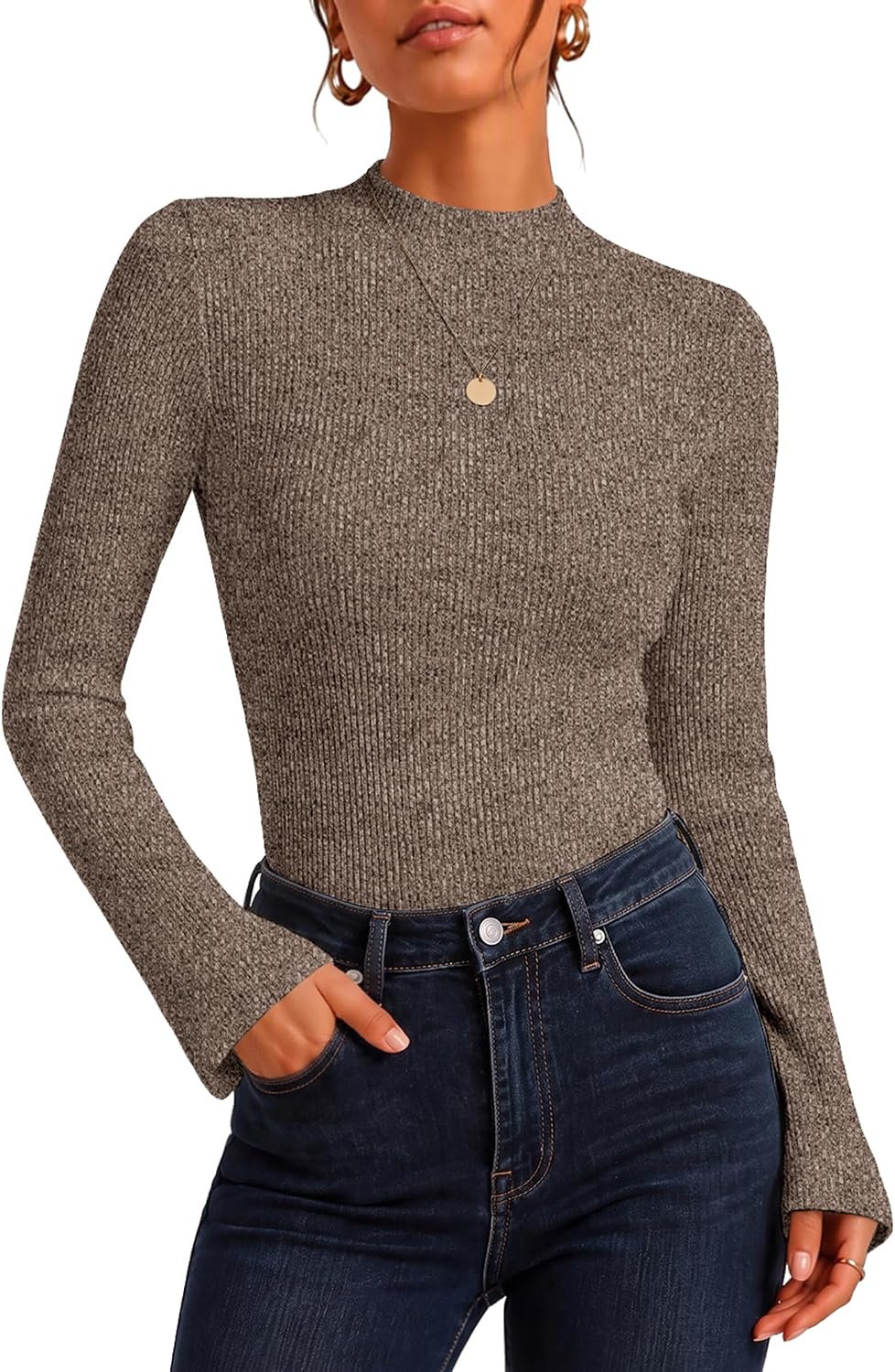 Ribbed Mock Neck Top