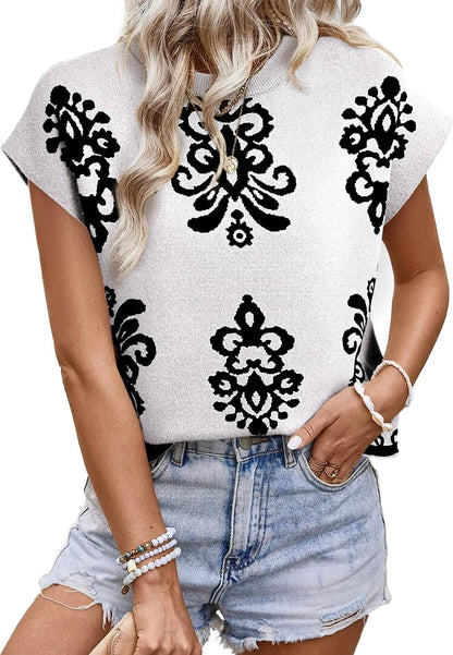 Printed Knit Sweater Vest