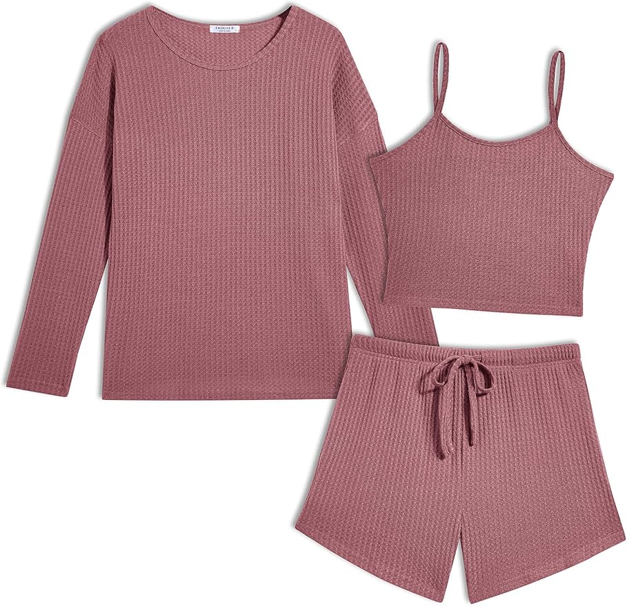 3pc Waffle Knit Lounge Set