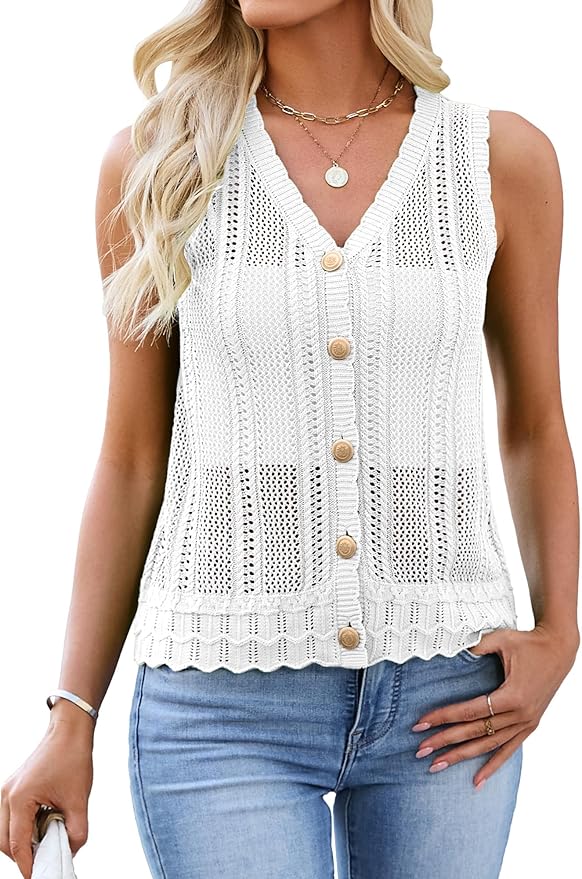Button-Up Crochet Sweater Vest