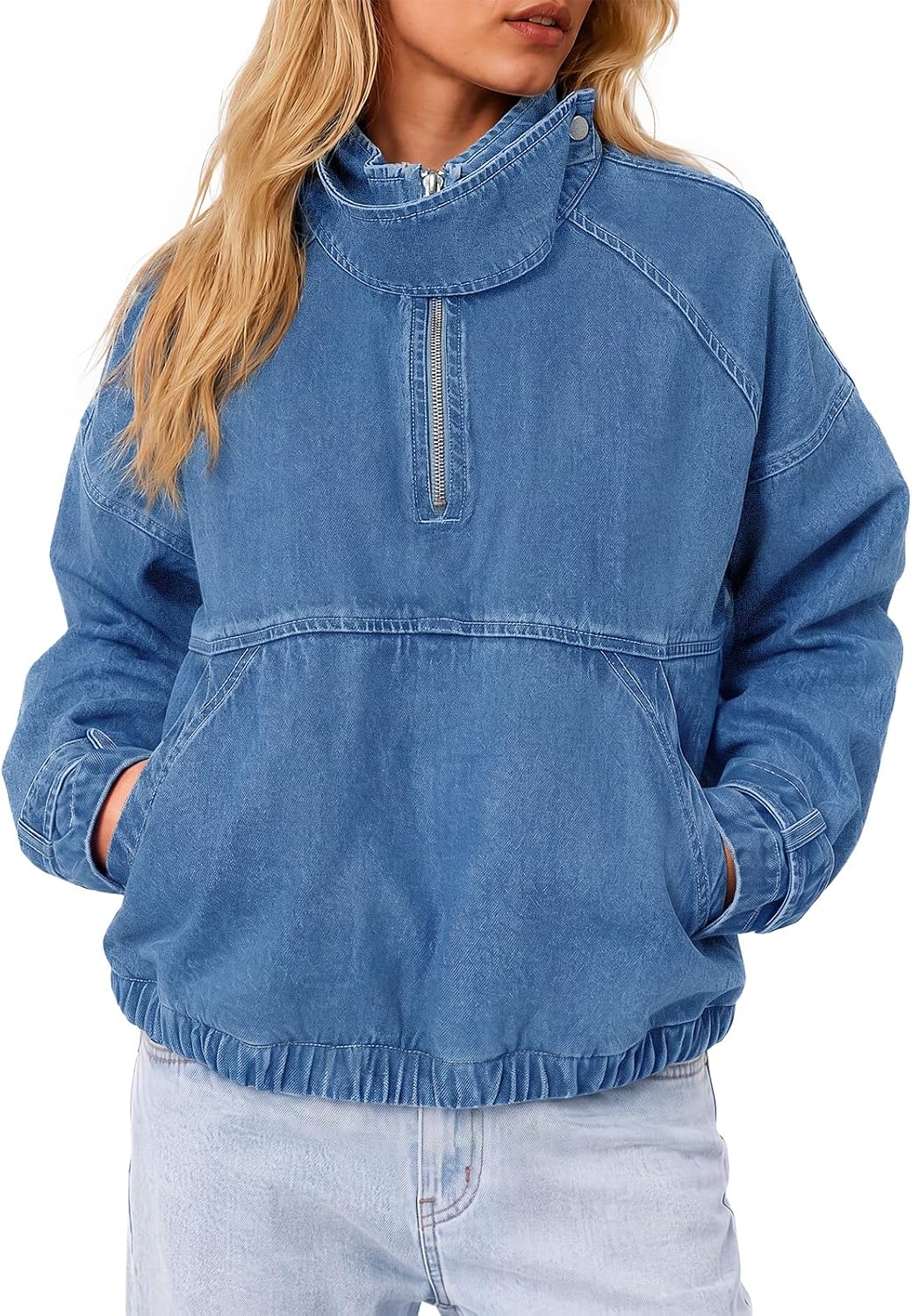 Denim Quarter Zip Pullover