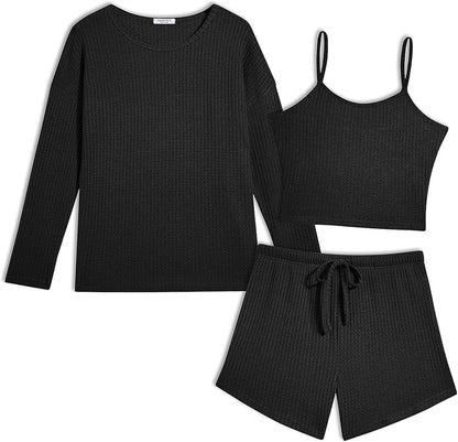 3pc Waffle Knit Lounge Set