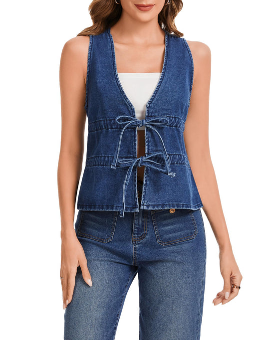 Denim Peplum Vest