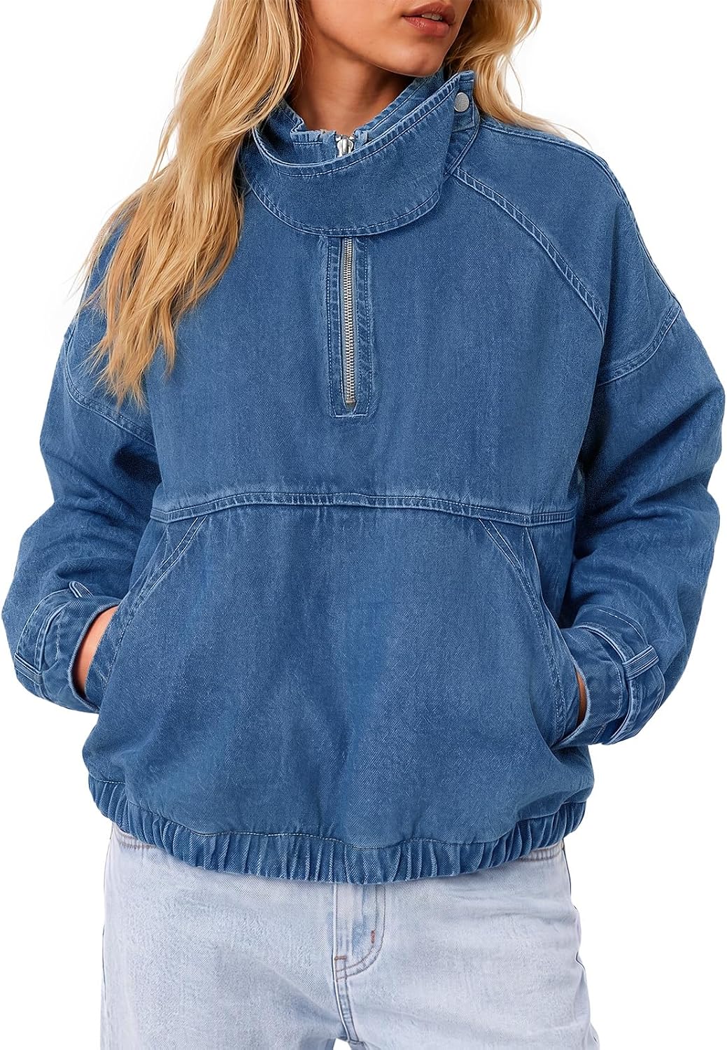 Denim Quarter Zip Jacket