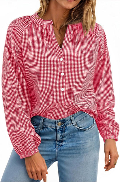 Gingham Puff Blouse