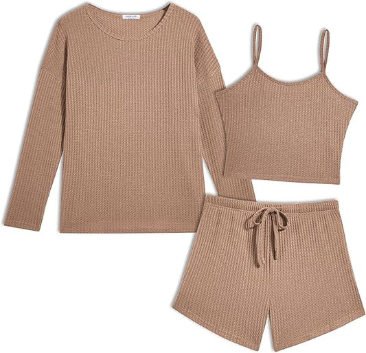 Waffle Knit Lounge Set (3PCS)