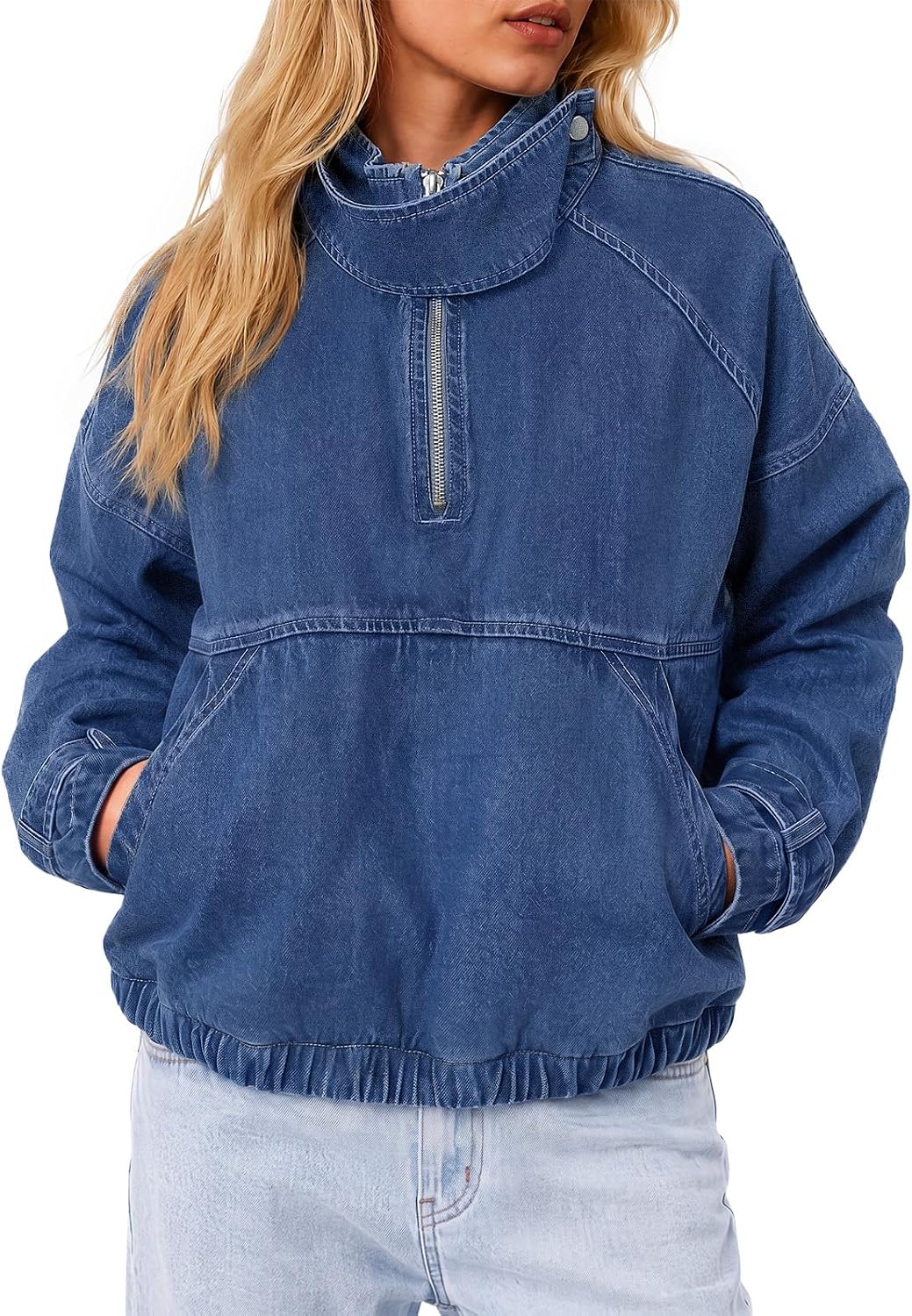 Denim Quarter Zip Jacket