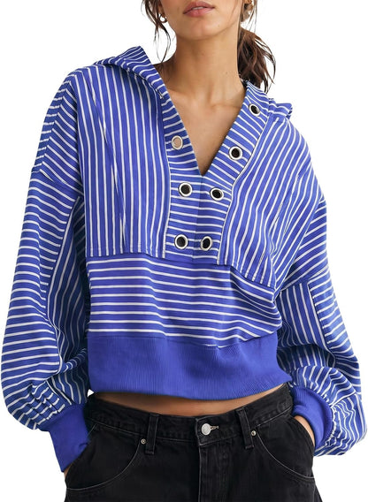 Cropped V-Neck Hoodie