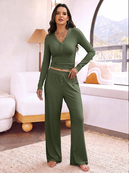 ANRABESS Henley Pajama Set