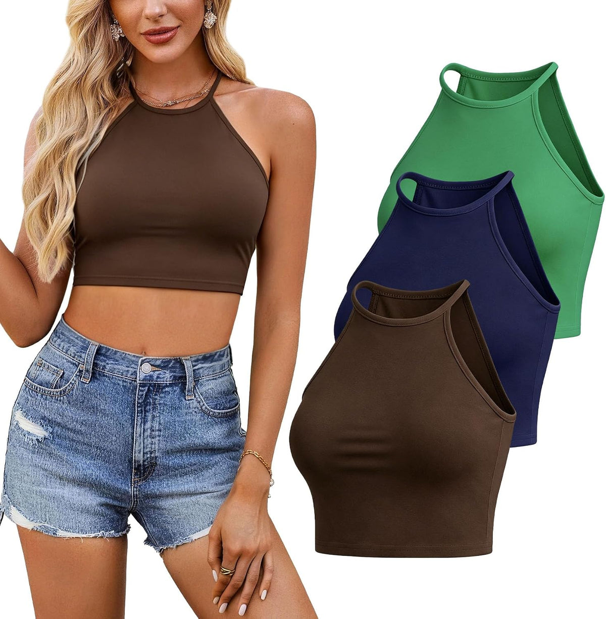 Sleeveless Crop Camisole (3PK)