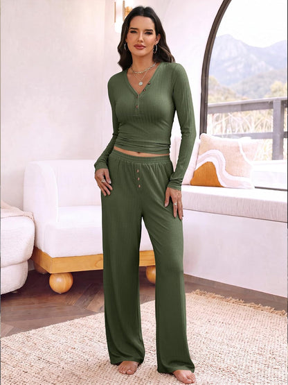 ANRABESS Henley Pajama Set