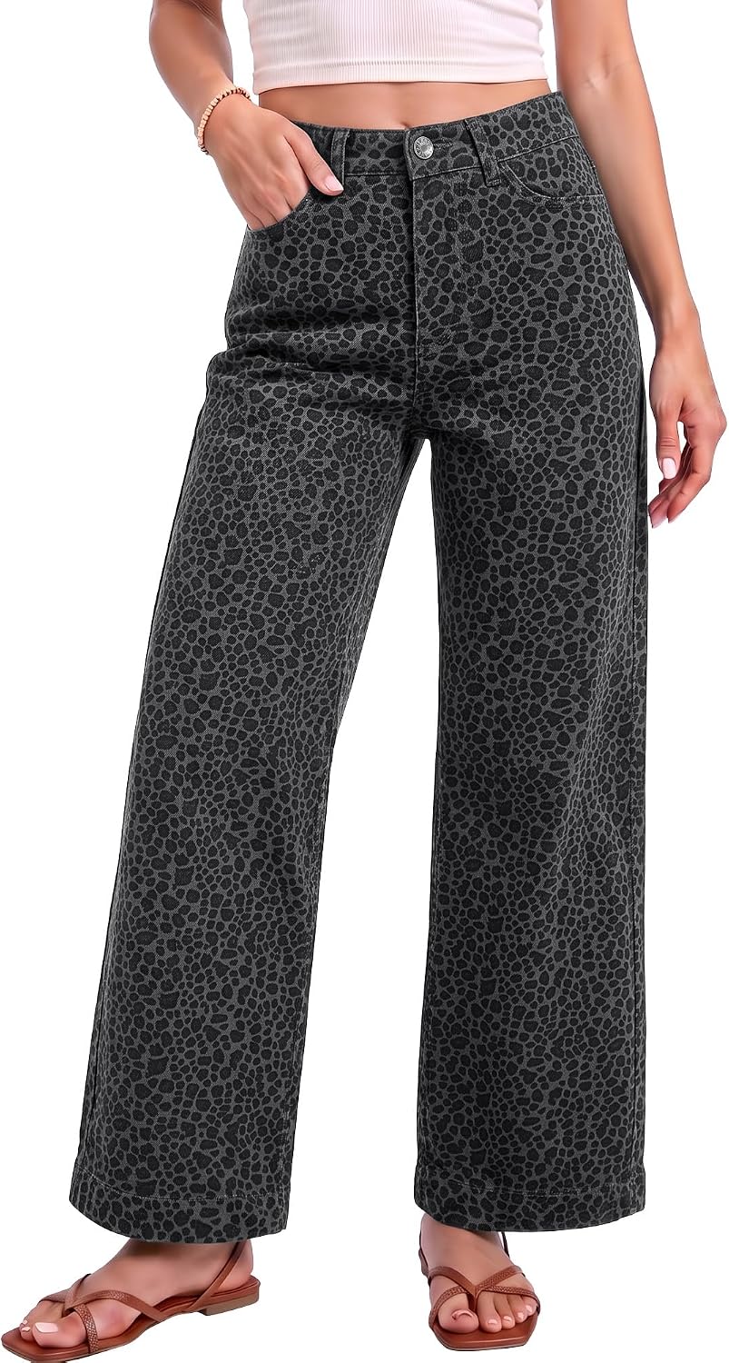Leopard Wide Leg Jeans