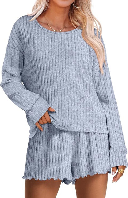 ANRABESS Ribbed Pajama Set