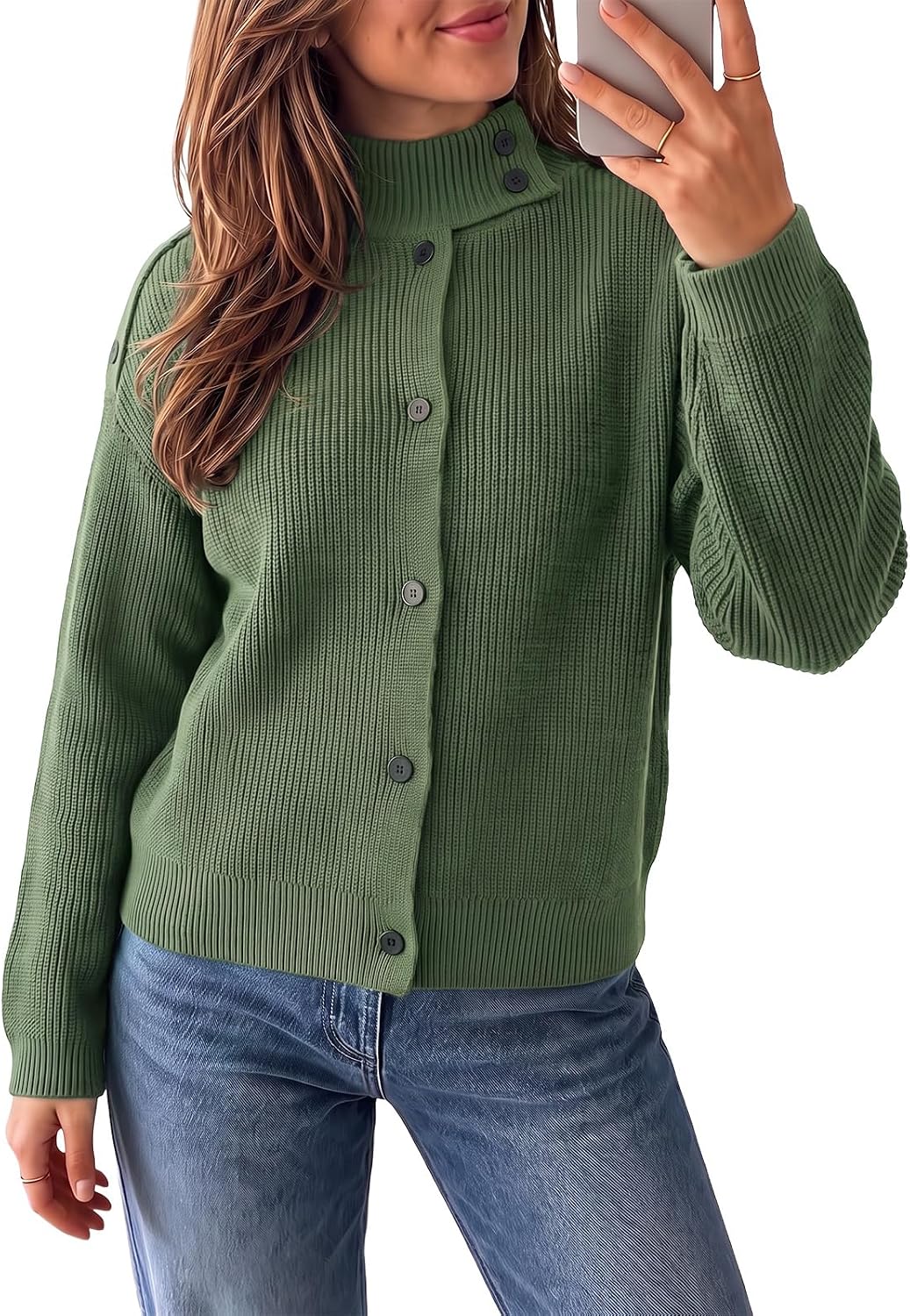 EXLURA Funnel Neck Cardigan