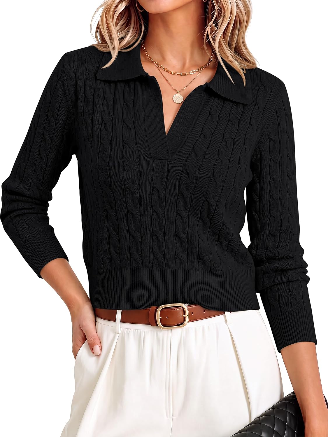 ANRABESS Cable Knit Sweater
