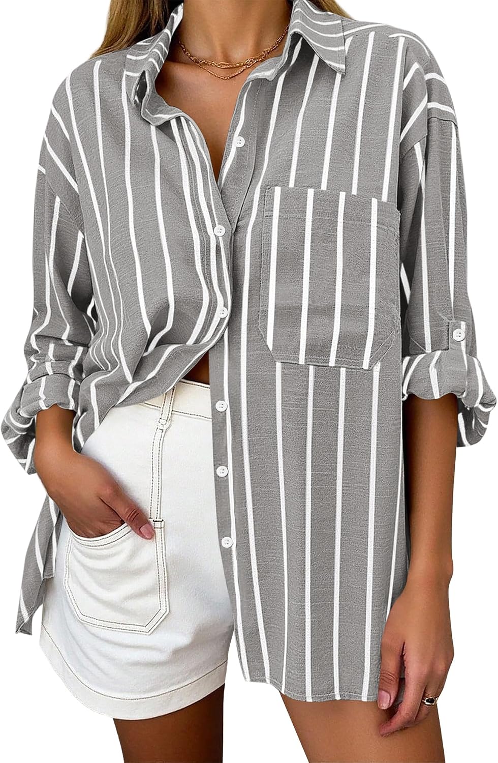 Striped Button Blouse