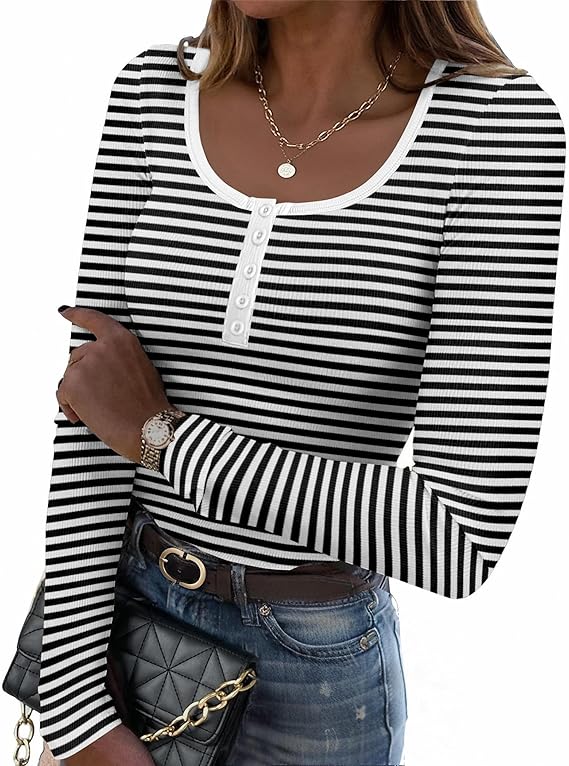 Ribbed Striped Fitted Top