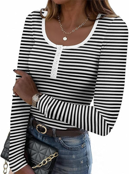 Ribbed Striped Fitted Top