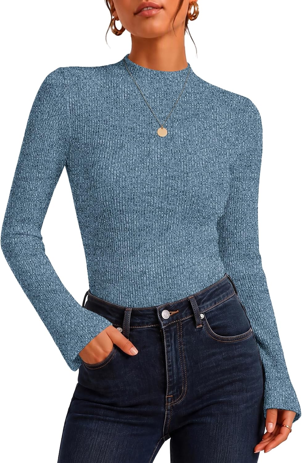 Ribbed Mock Neck Top