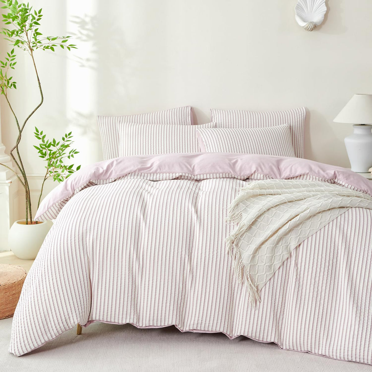 Purple Striped Queen Set