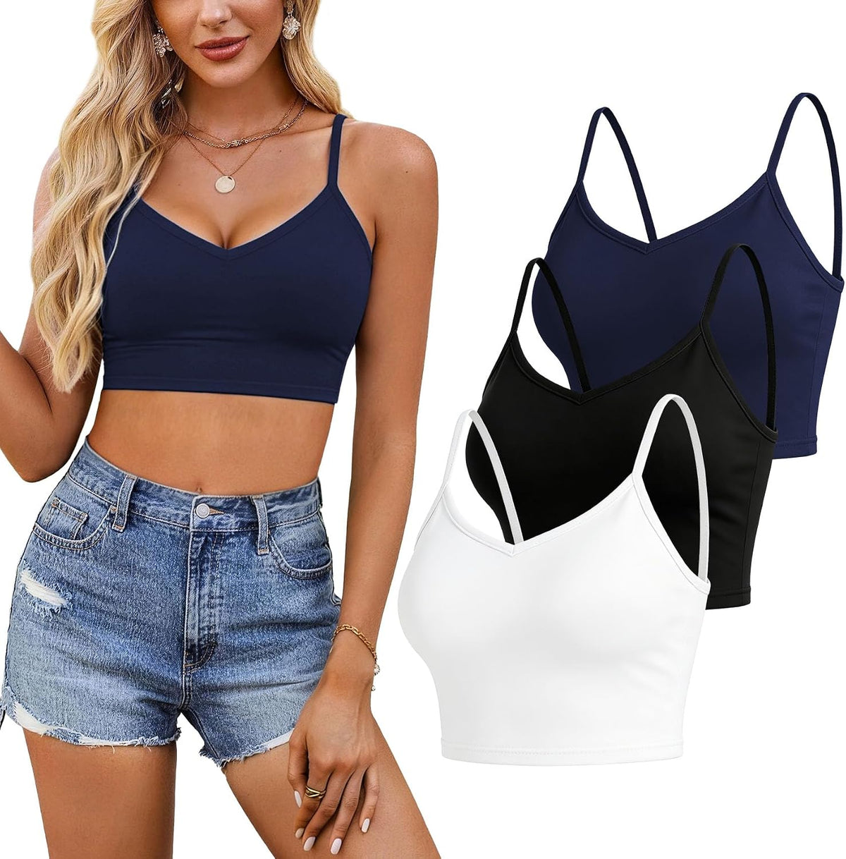 Sleeveless Crop Camisole (3PK)
