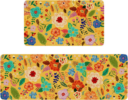 Boho Floral Kitchen Mat Set
