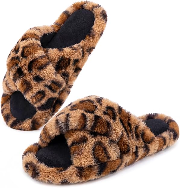 Fluffy Cross Band Slippers