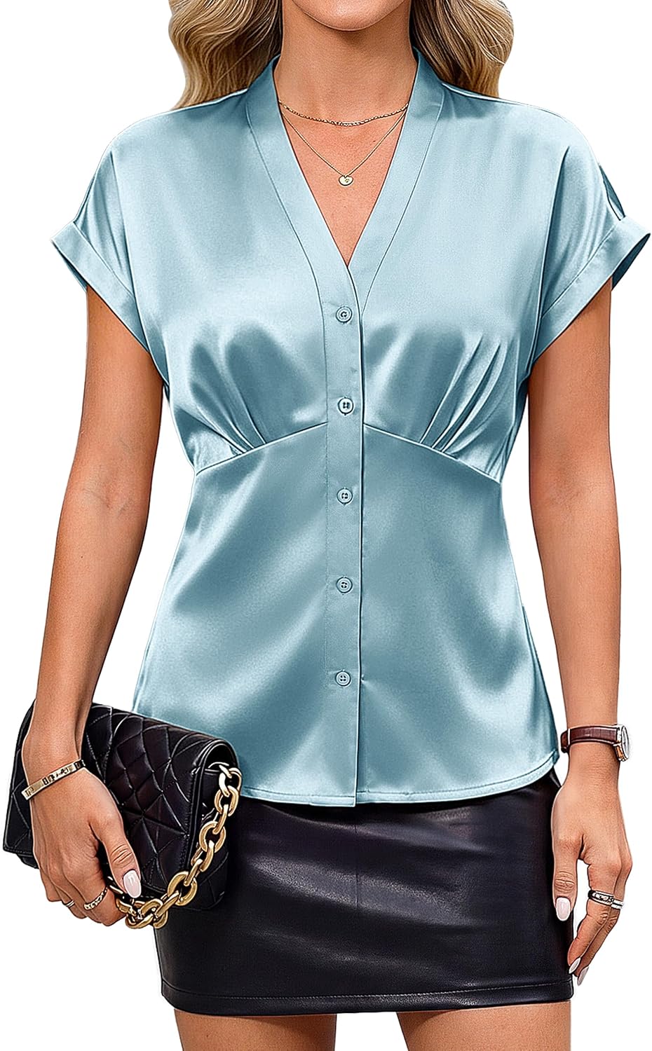 Satin Tie-Back Blouse