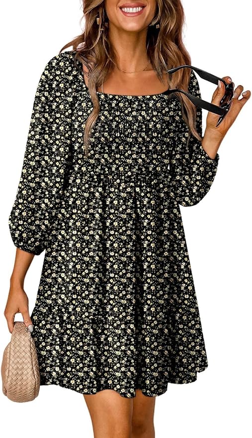 Boho Floral Smock Dress