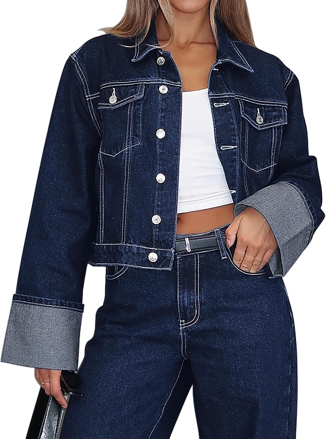 Button Down Crop Denim Jacket