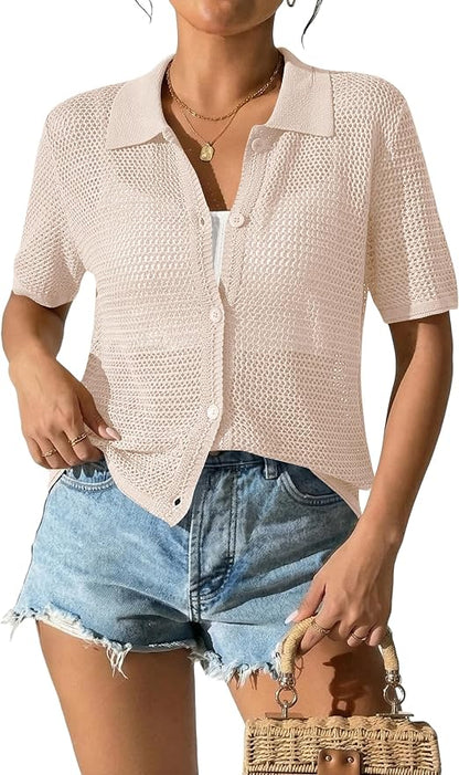 Short Sleeve Collard Cardigan