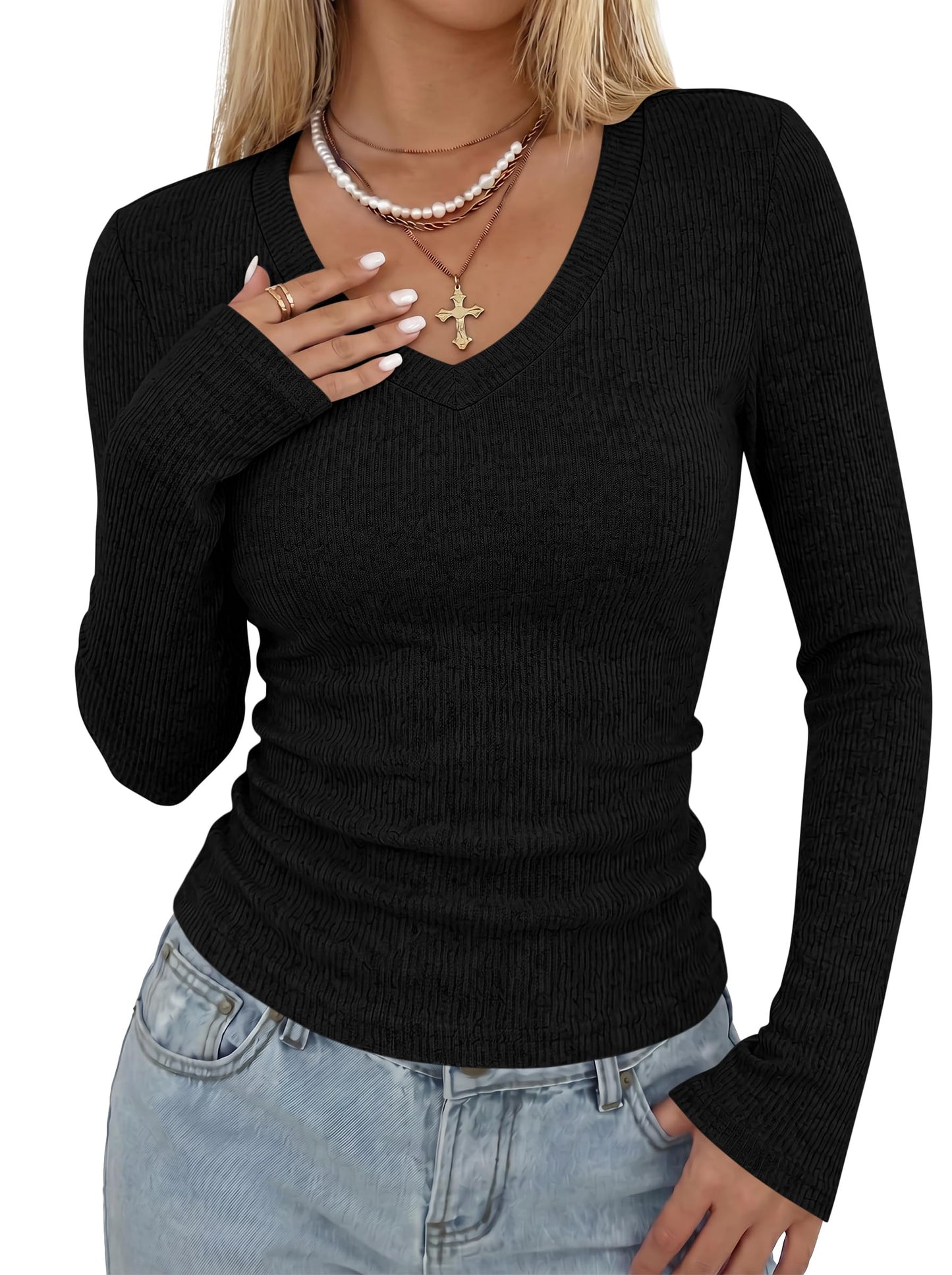 ANRABESS Ribbed Pullover