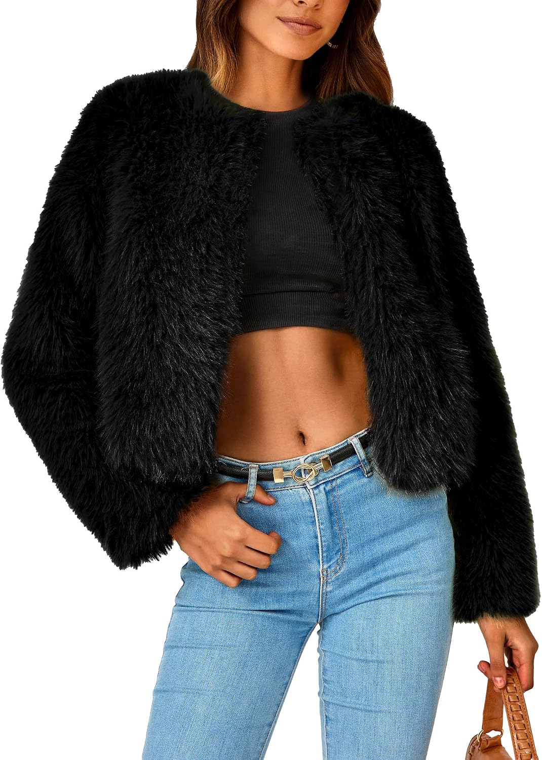 Cropped Faux Fur Coat