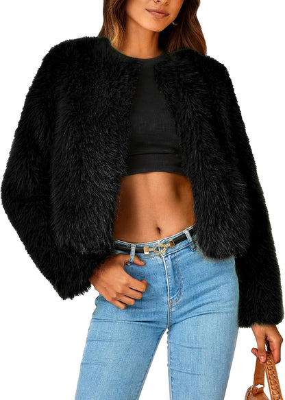 Cropped Faux Fur Coat