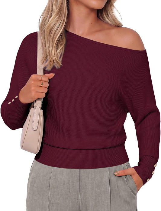 Off Shoulder Batwing Sweater