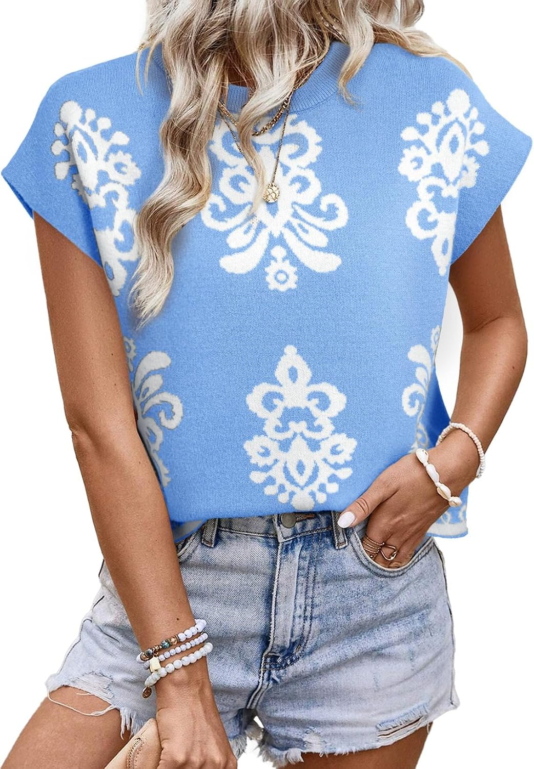 Printed Knit Sweater Vest