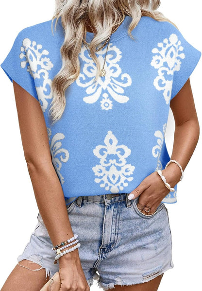 Printed Knit Sweater Vest