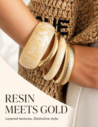 Chunky Gold Bangle Set
