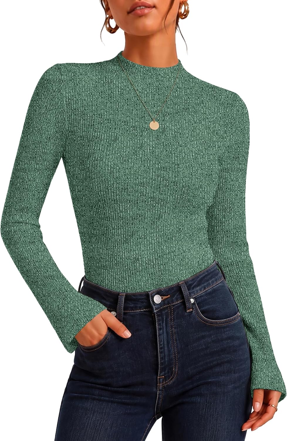 Ribbed Mock Neck Top